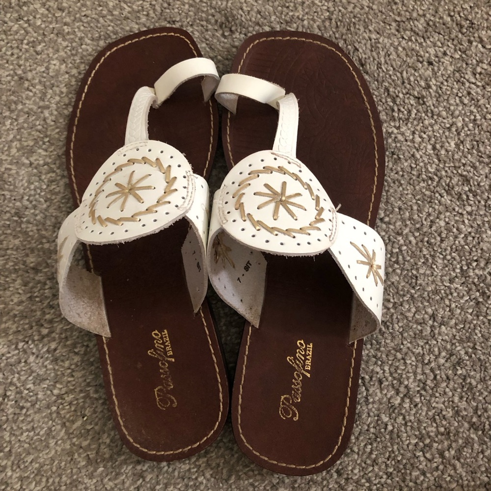 White and Brown Women's Sandals - Picture 2 of 3